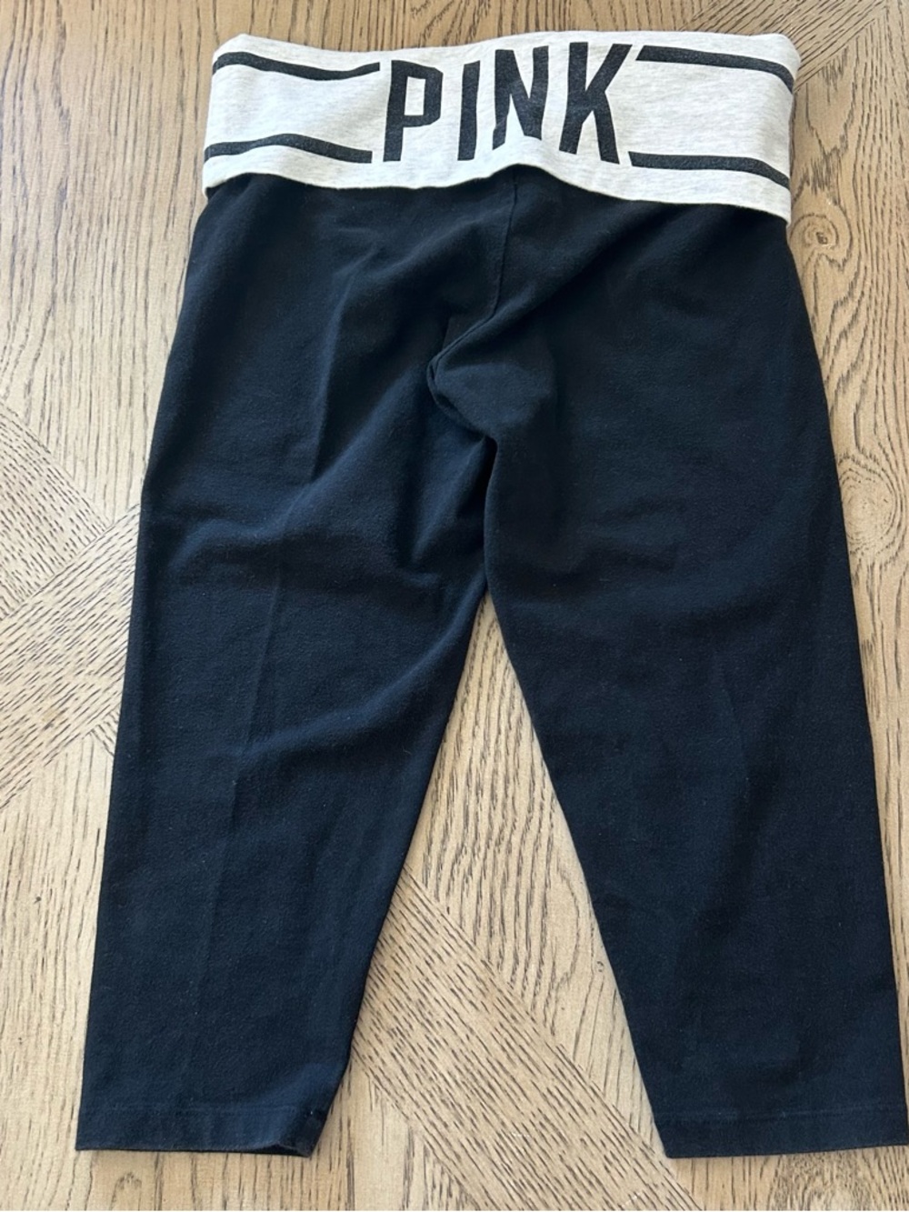 Y2K Victoria's Secret PINK VS Vintage Foldover Yoga Pants Capris White Black XS